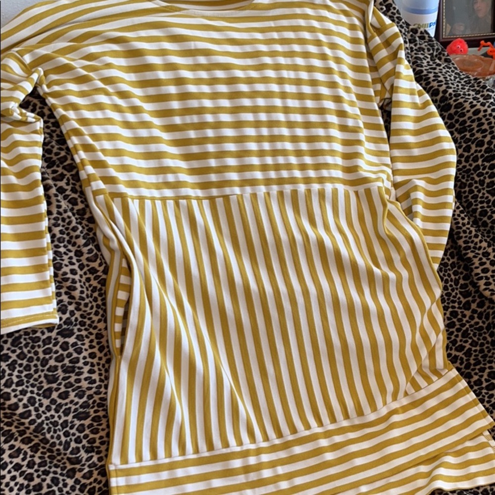 Mustard and white striped dress